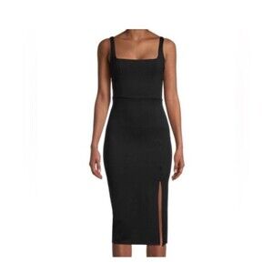 Socialite MIDI Pencil Skirt Slit Dress Black Small